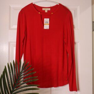 NWT Michael Kors Womens Long Sleeve V neck with Gold buttons